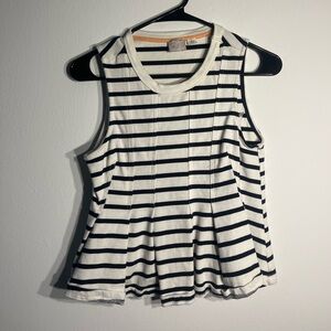 Anthropologie navy & white peplum top